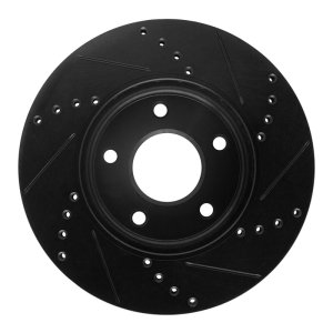 Chevrolet City Express Brake Rotor (1) - Front Left - R1 Concepts - Drilled & Slotted - Black - `11-`25